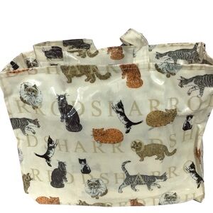 Harrods Cat Print Tote Bag - Cream and Multicolor